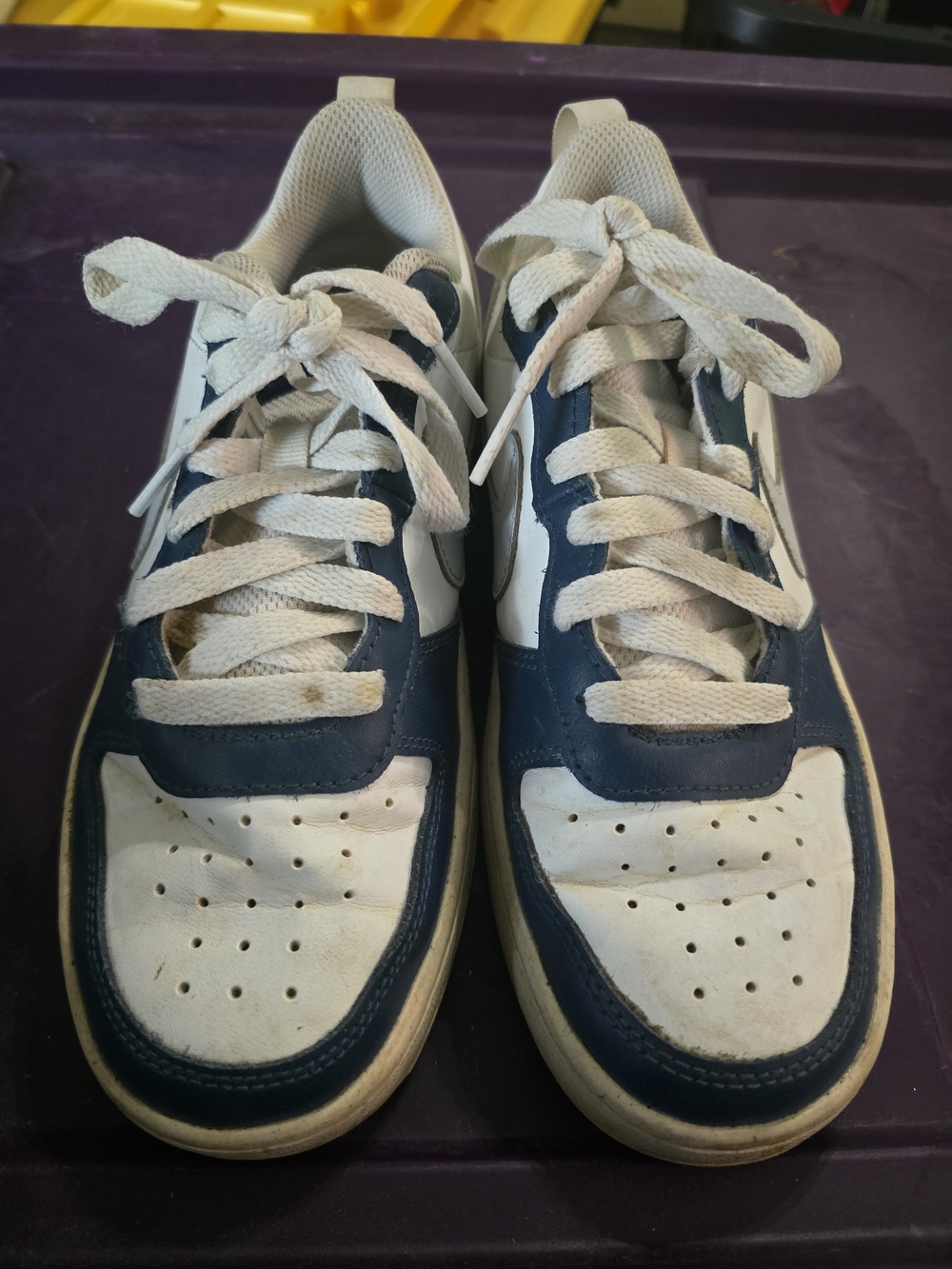 Nike Kids White and Navy Low-Top Sneakers